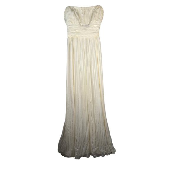 BCBGMAXAZRIA Off-White Strapless Silk Evening Gown Dress Size 8 - Picture 4 of 11